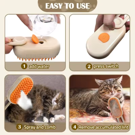 Steam Pet Brush - 3 in 1: Brush, Massage and Clean